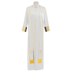 Traditional Pastor Robe With Vertical Cross Accents And Sleeve Trim Clergy Robe