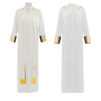 Traditional Pastor Robe With Vertical Cross Accents And Sleeve Trim Clergy Robe