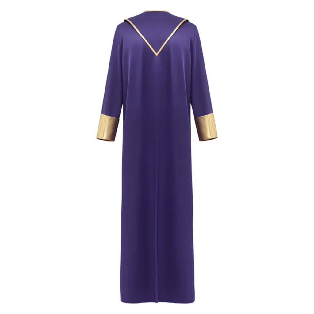 Traditional Pastor Robe With Vertical Cross Accents And Sleeve Trim Clergy Robe