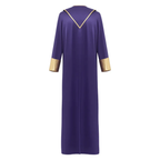 Traditional Pastor Robe With Vertical Cross Accents And Sleeve Trim Clergy Robe