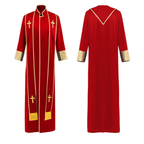 Traditional Pastor Robe With Vertical Cross Accents And Sleeve Trim Clergy Robe