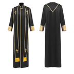 Traditional Pastor Robe With Vertical Cross Accents And Sleeve Trim Clergy Robe