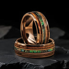 Tungsten Ring Men Wood Abalone Wedding Band Hawaiian
