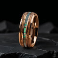 Tungsten Ring Men Wood Abalone Wedding Band Hawaiian