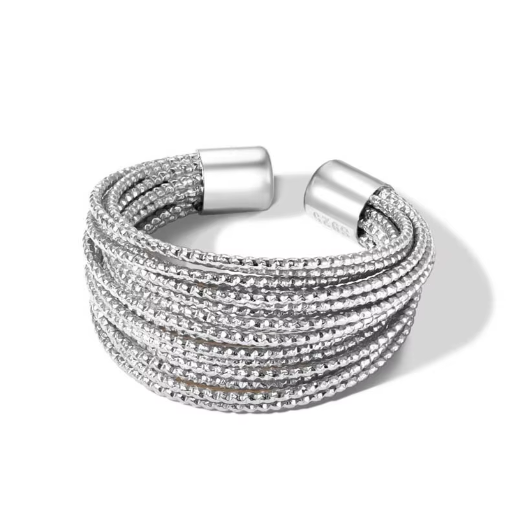 Veil Layers Ring | White Gold Color