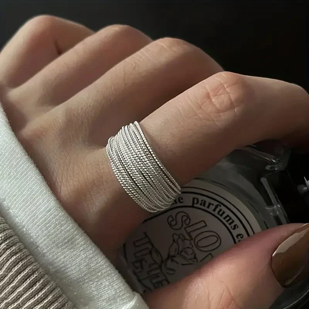 Veil Layers Ring | White Gold Color