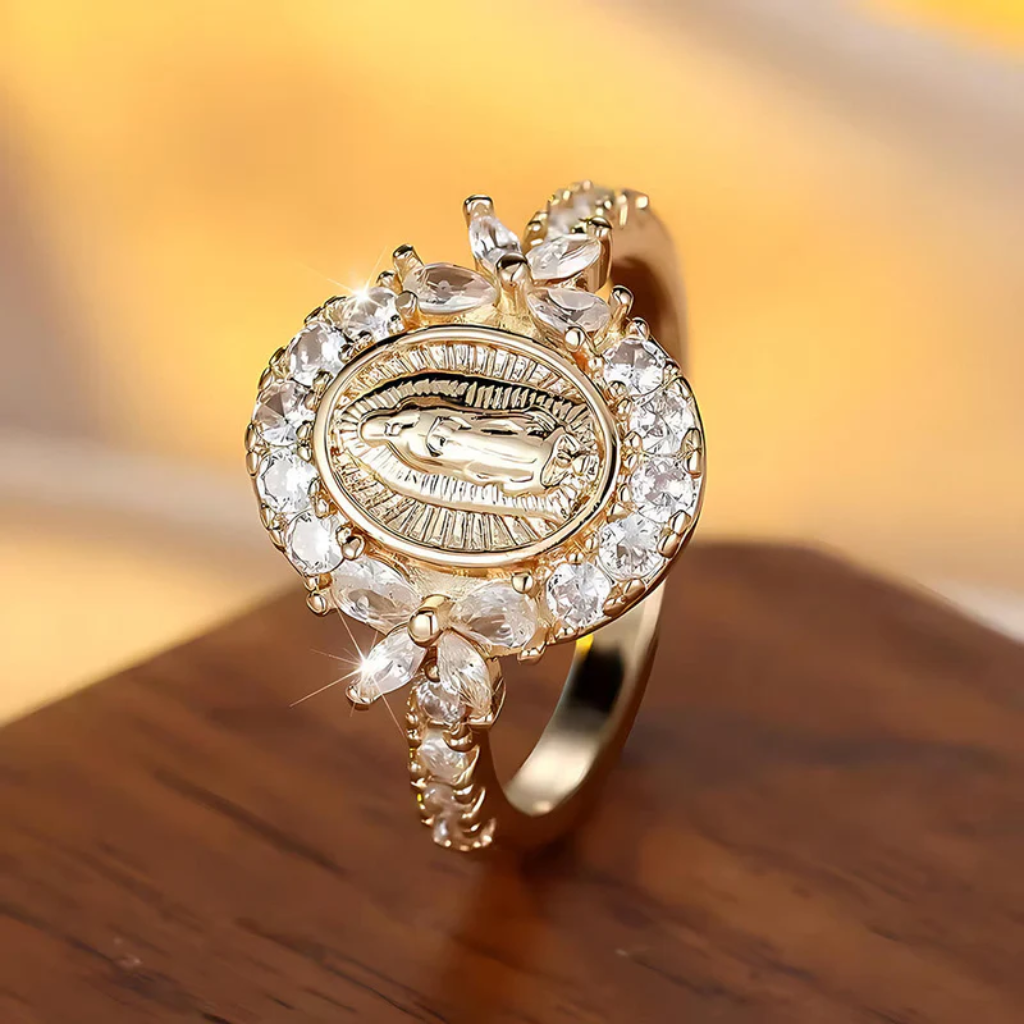 Virgin Mary Ring Golden | Women-Tithesource-