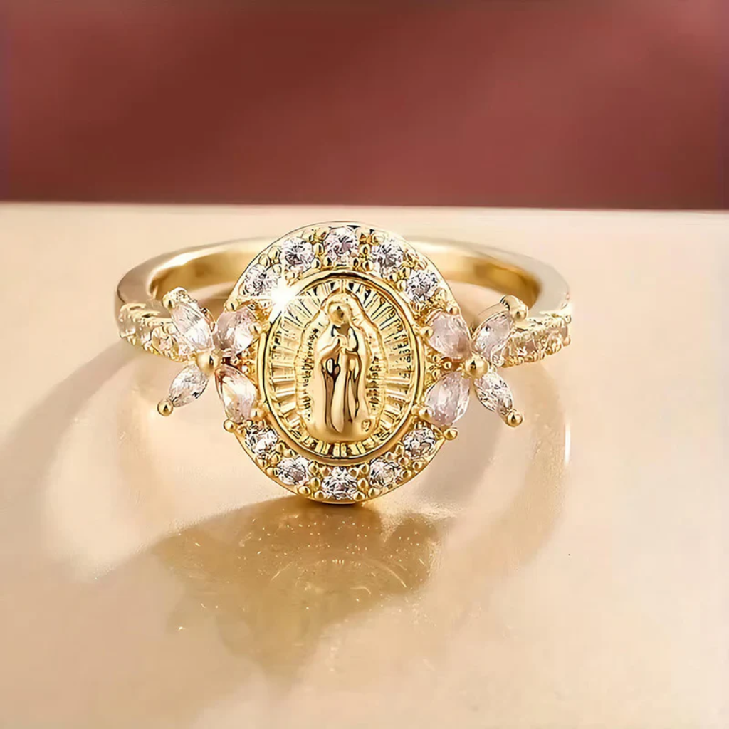 Virgin Mary Ring Golden | Women-Tithesource-