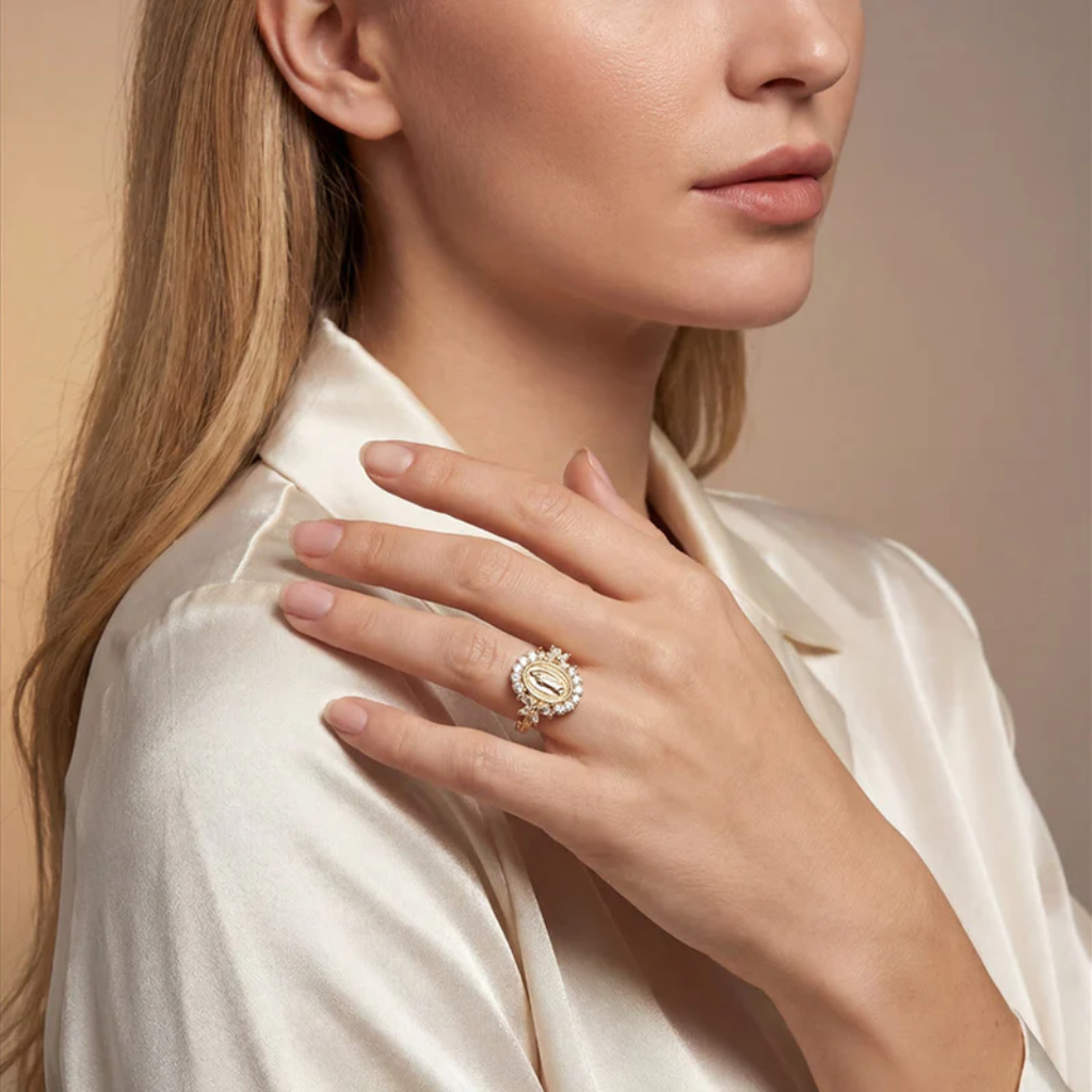Virgin Mary Ring Golden | Women-Tithesource-