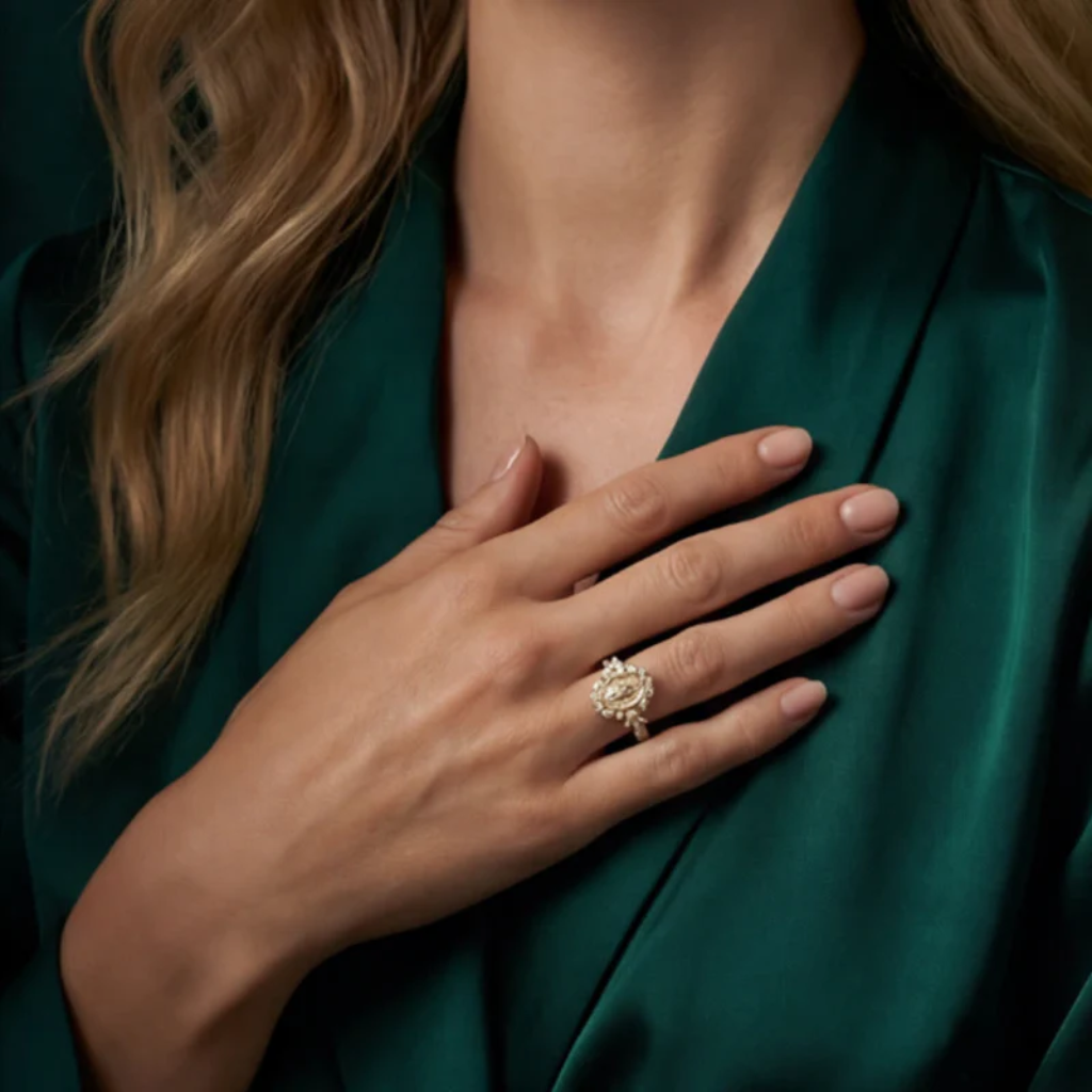 Virgin Mary Ring Golden | Women-Tithesource-