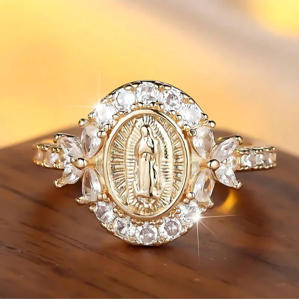 Virgin Mary Ring Golden | Women-Tithesource-Gold-5-
