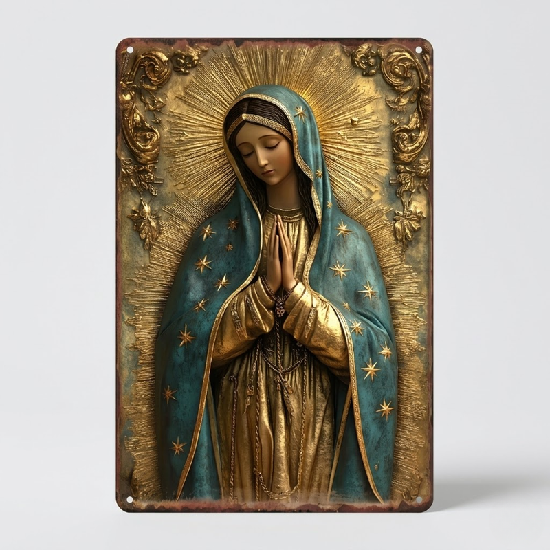 Virgin of Guadalupe Metal Wall Art | Religious Mary Rustic Americana