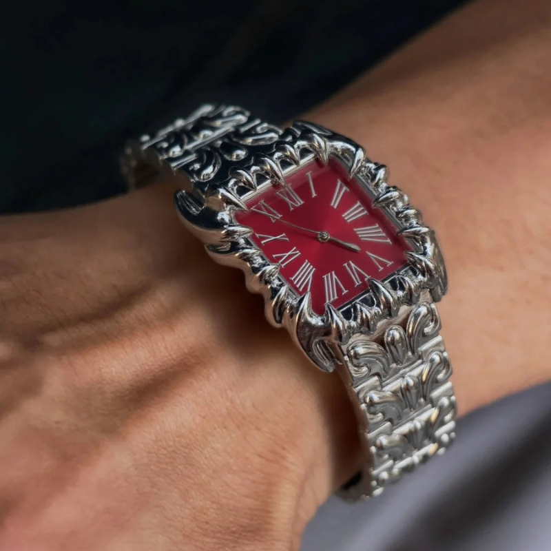 Watch Square Claw Case Retro Y2K Red Quartz-Tithesource-