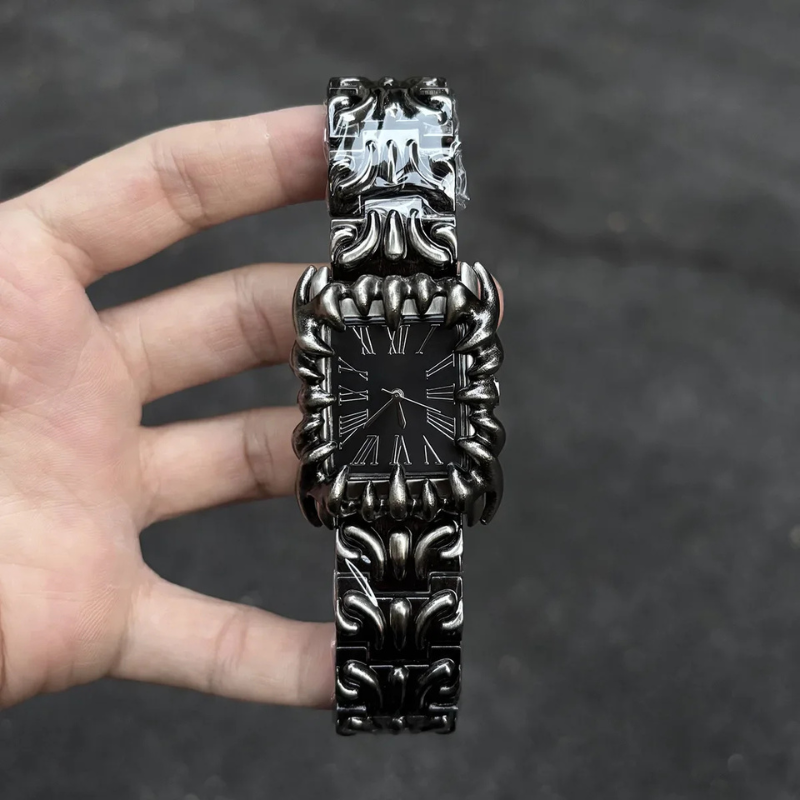 Watch Square Claw Case Retro Y2K Red Quartz-Tithesource-Black-