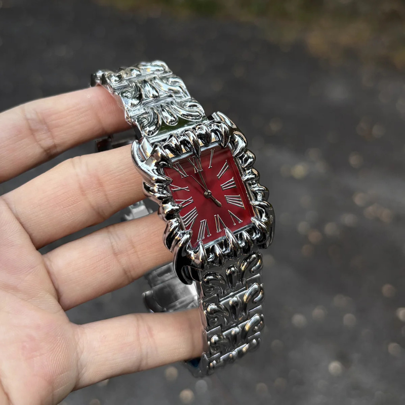 Watch Square Claw Case Retro Y2K Red Quartz-Tithesource-Red-