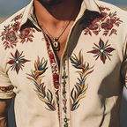 Western Shirt Men Embroidered Short Sleeve Floral Cowboy