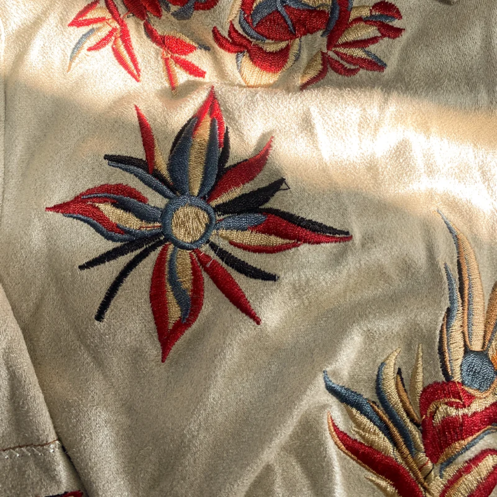 Western Shirt Men Embroidered Short Sleeve Floral Cowboy