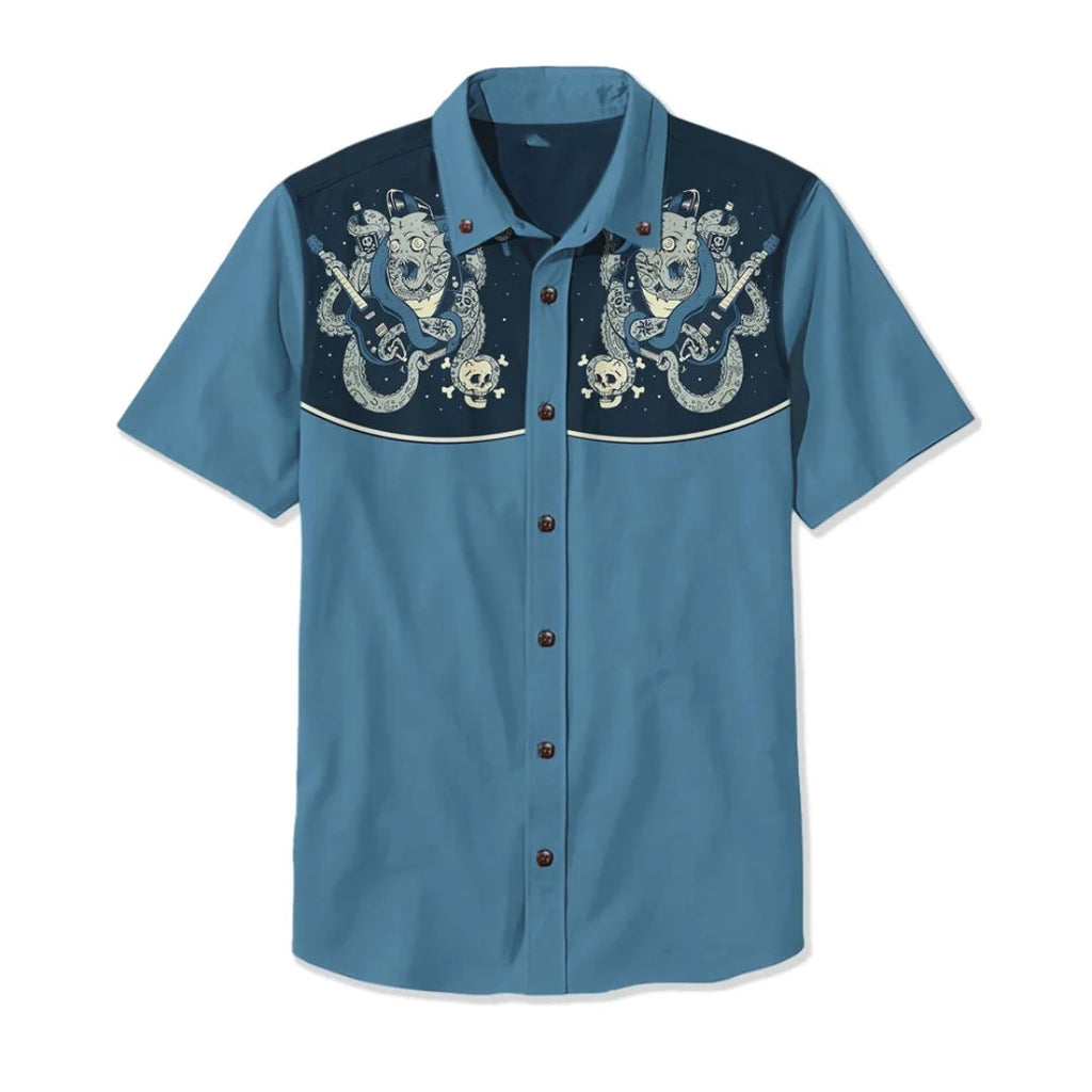Western Shirt Men Short Sleeve Embroidered Cowboy Nashville