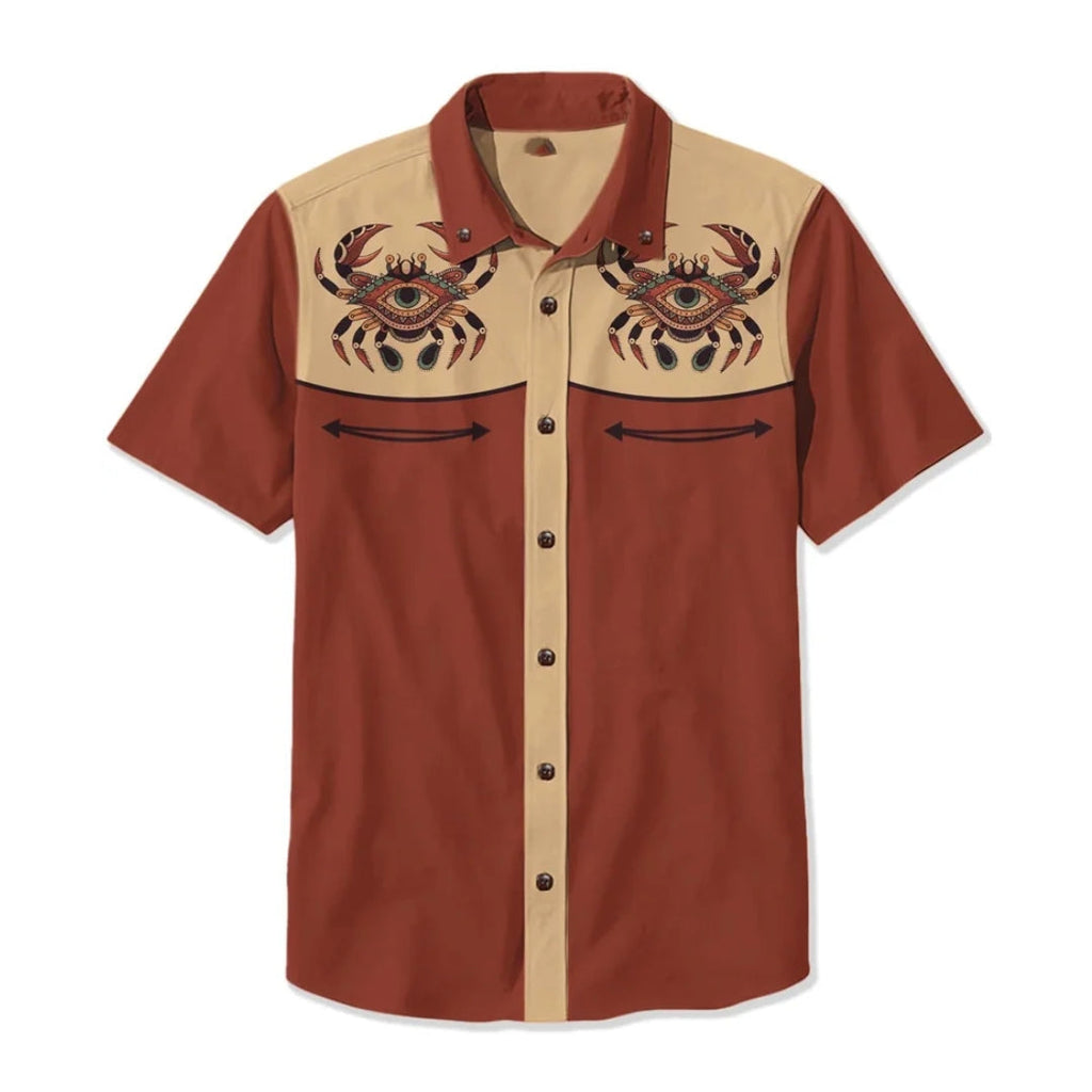 Western Shirt Men Short Sleeve Embroidered Cowboy Nashville