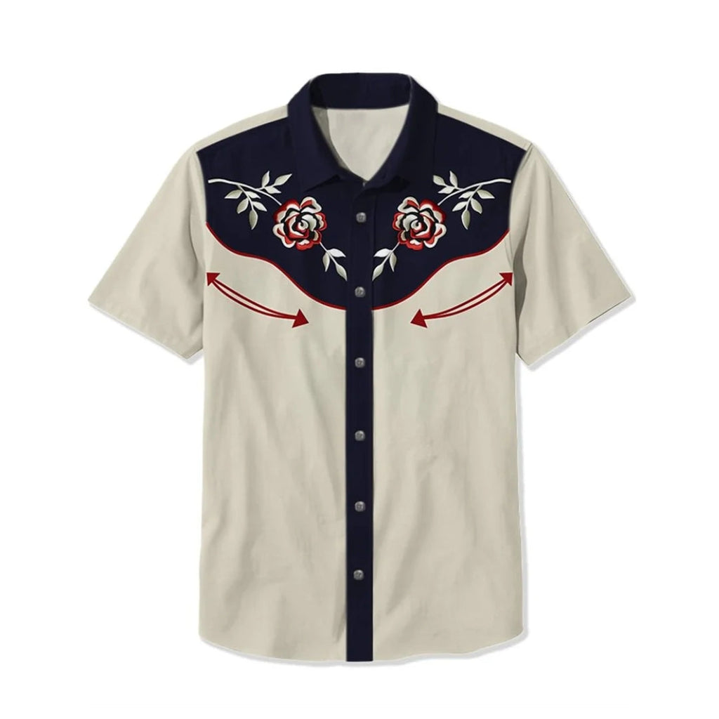 Western Shirt Men Short Sleeve Embroidered Cowboy Nashville