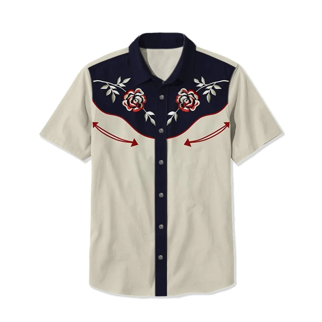Western Shirt Men Short Sleeve Embroidered Cowboy Nashville