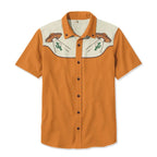 Western Shirt Men Short Sleeve Embroidered Floral Cowboy