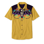 Western Shirt Men Short Sleeve Embroidered Floral Cowboy
