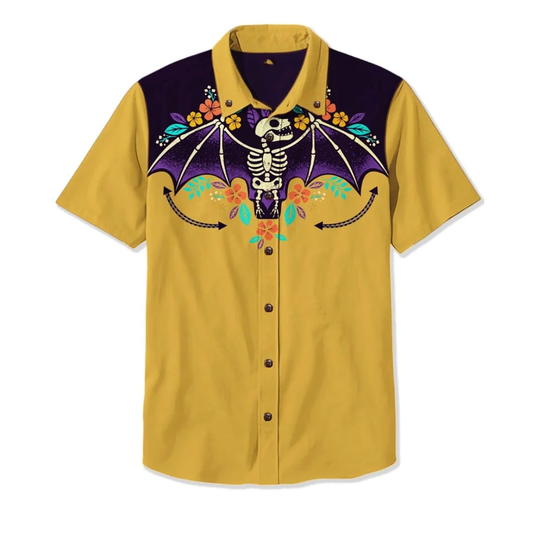 Western Shirt Men Short Sleeve Embroidered Floral Cowboy