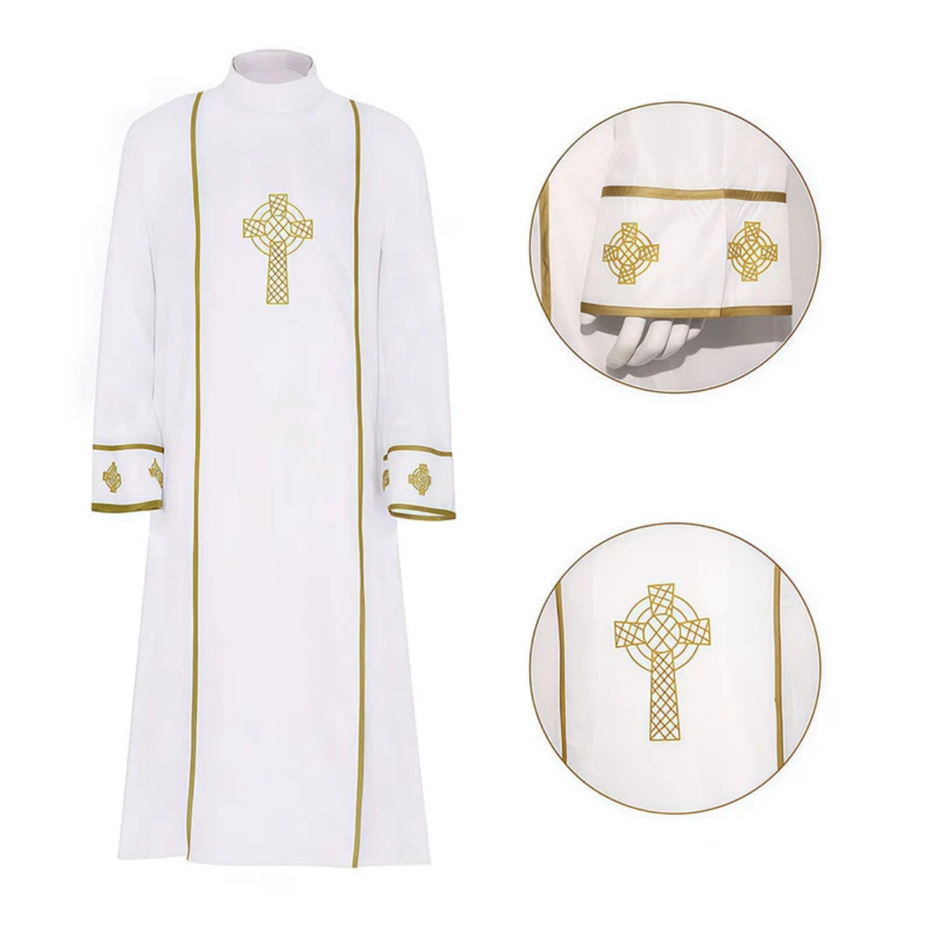White Cassock Clergy Robe - Ideal for Church & Rituals