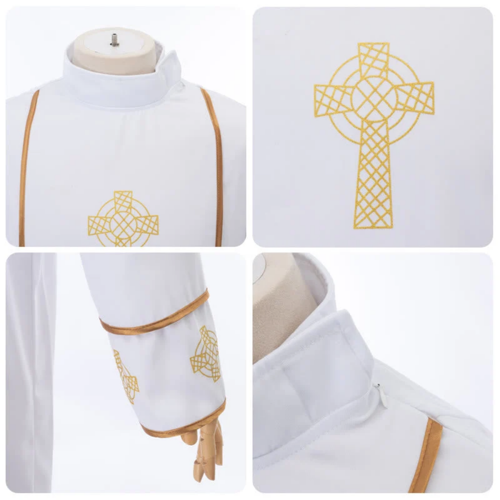 White Cassock Clergy Robe - Ideal for Church & Rituals