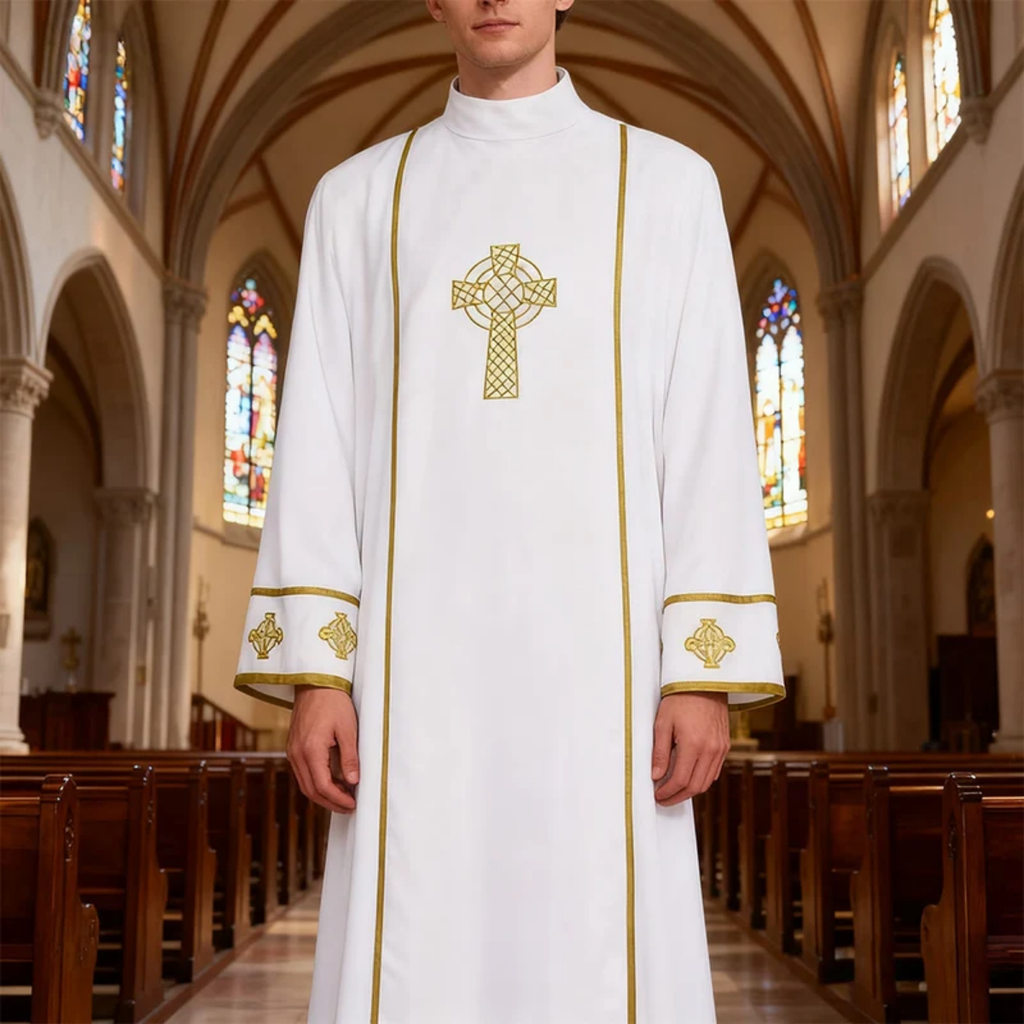White Cassock Clergy Robe - Ideal for Church & Rituals