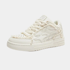 White Chunky Star Sneakers - Platform Streetwear Shoes-Tithesource-