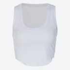 White Ribbed Crop Tank Top Women - Fitted Stretch-Tithesource-