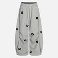 Wide Leg Sweatpants Women Baggy Barrel Flower Print Streetwear