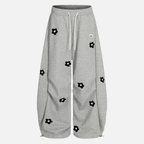Wide Leg Sweatpants Women Baggy Barrel Flower Print Streetwear