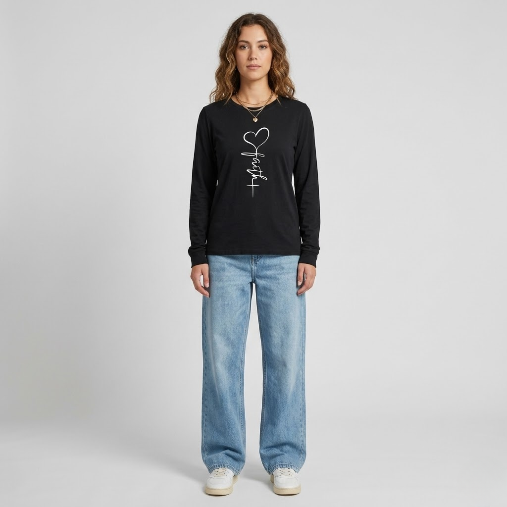 Women's Faith & Love Casual Long Sleeve Crew Neck Shirt