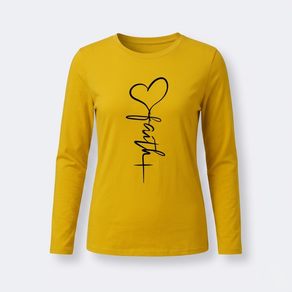 Women's Faith & Love Casual Long Sleeve Crew Neck Shirt