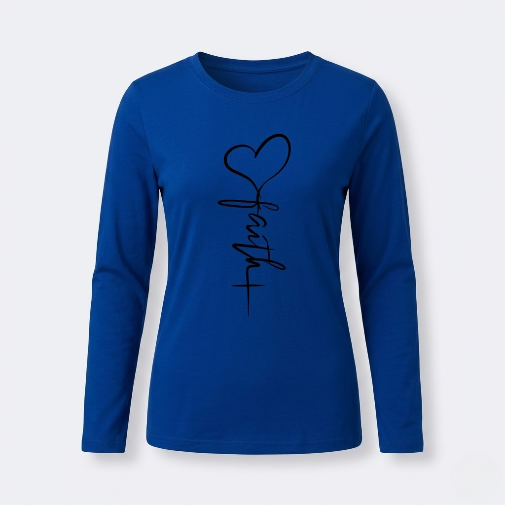 Women's Faith & Love Casual Long Sleeve Crew Neck Shirt