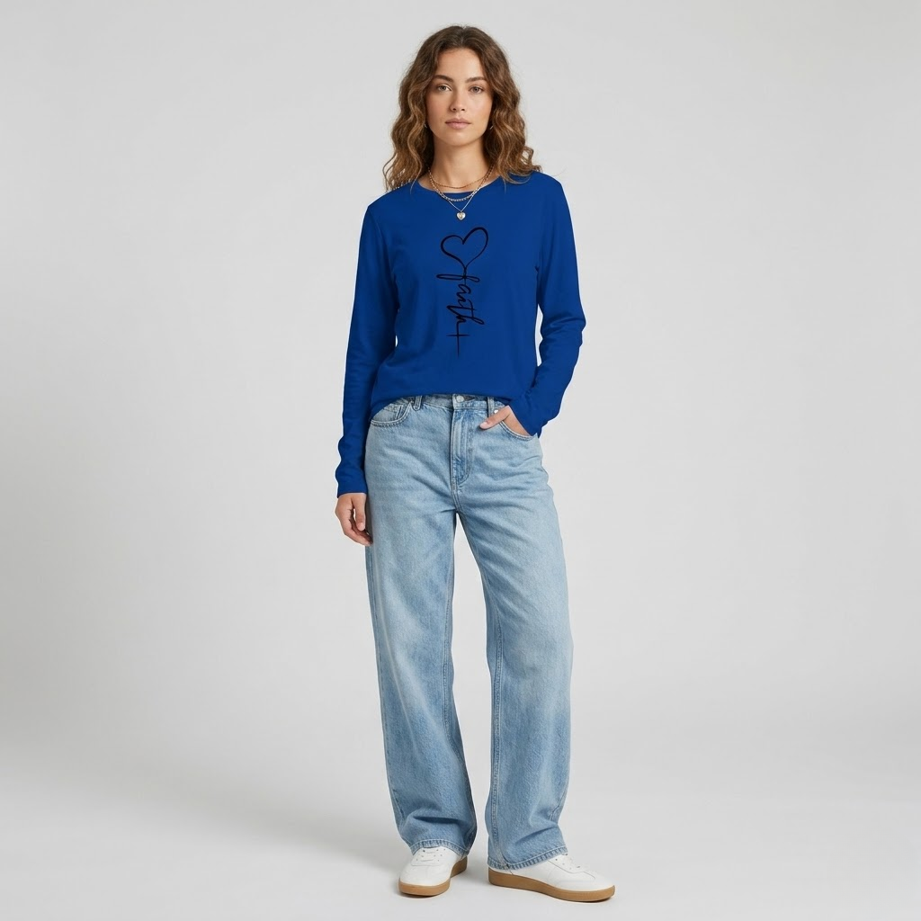 Women's Faith & Love Casual Long Sleeve Crew Neck Shirt