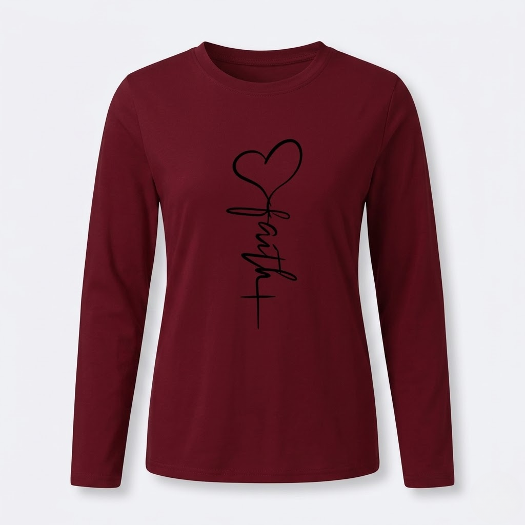 Women's Faith & Love Casual Long Sleeve Crew Neck Shirt