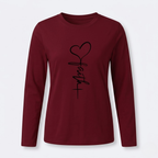 Women's Faith & Love Casual Long Sleeve Crew Neck Shirt