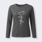 Women's Faith & Love Casual Long Sleeve Crew Neck Shirt