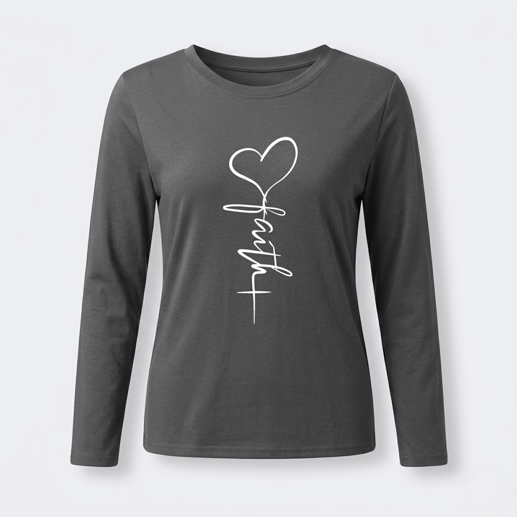 Women's Faith & Love Casual Long Sleeve Crew Neck Shirt