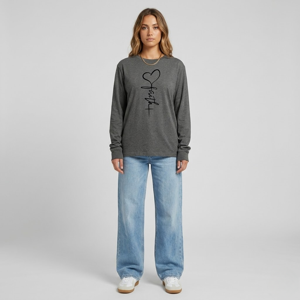 Women's Faith & Love Casual Long Sleeve Crew Neck Shirt