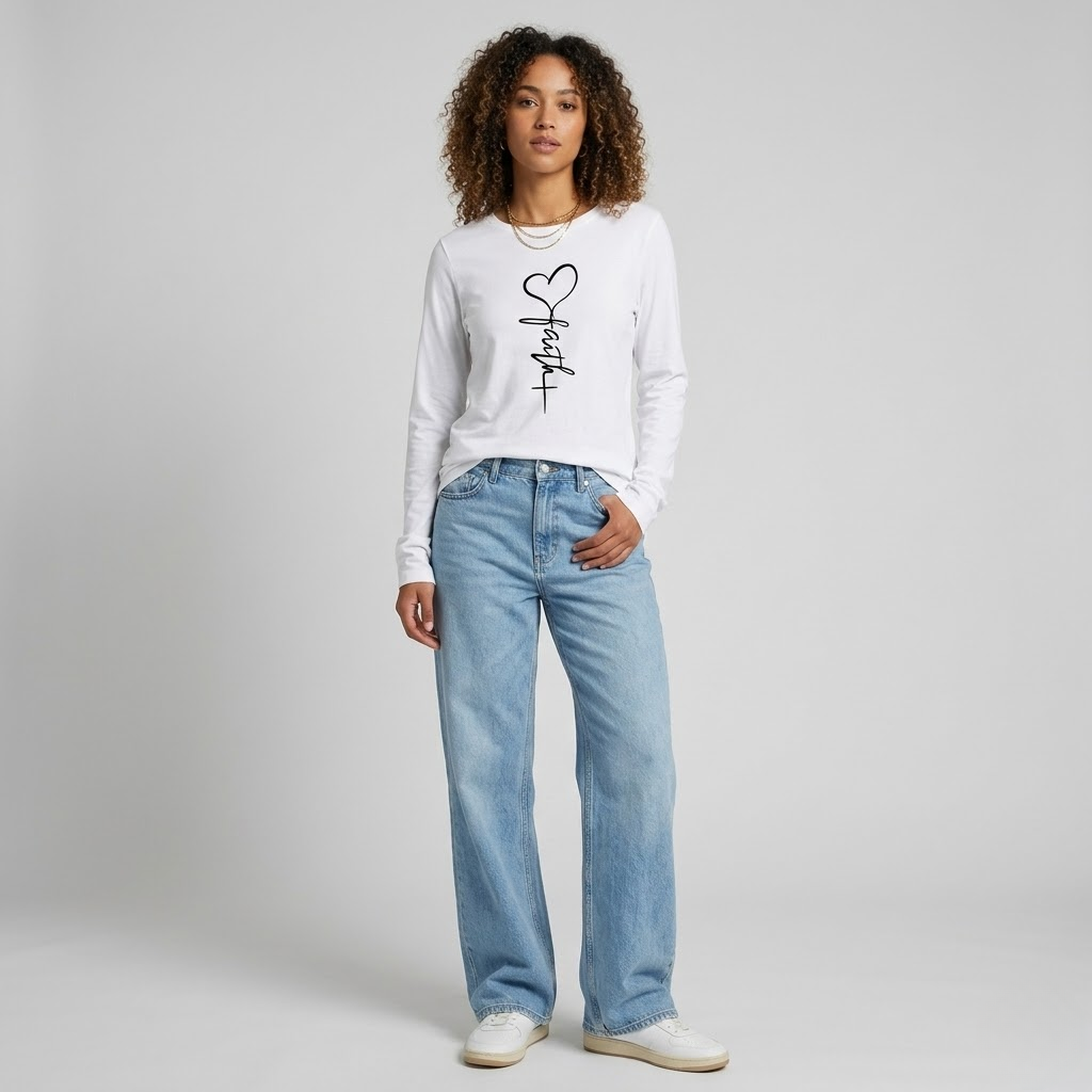 Women's Faith & Love Casual Long Sleeve Crew Neck Shirt