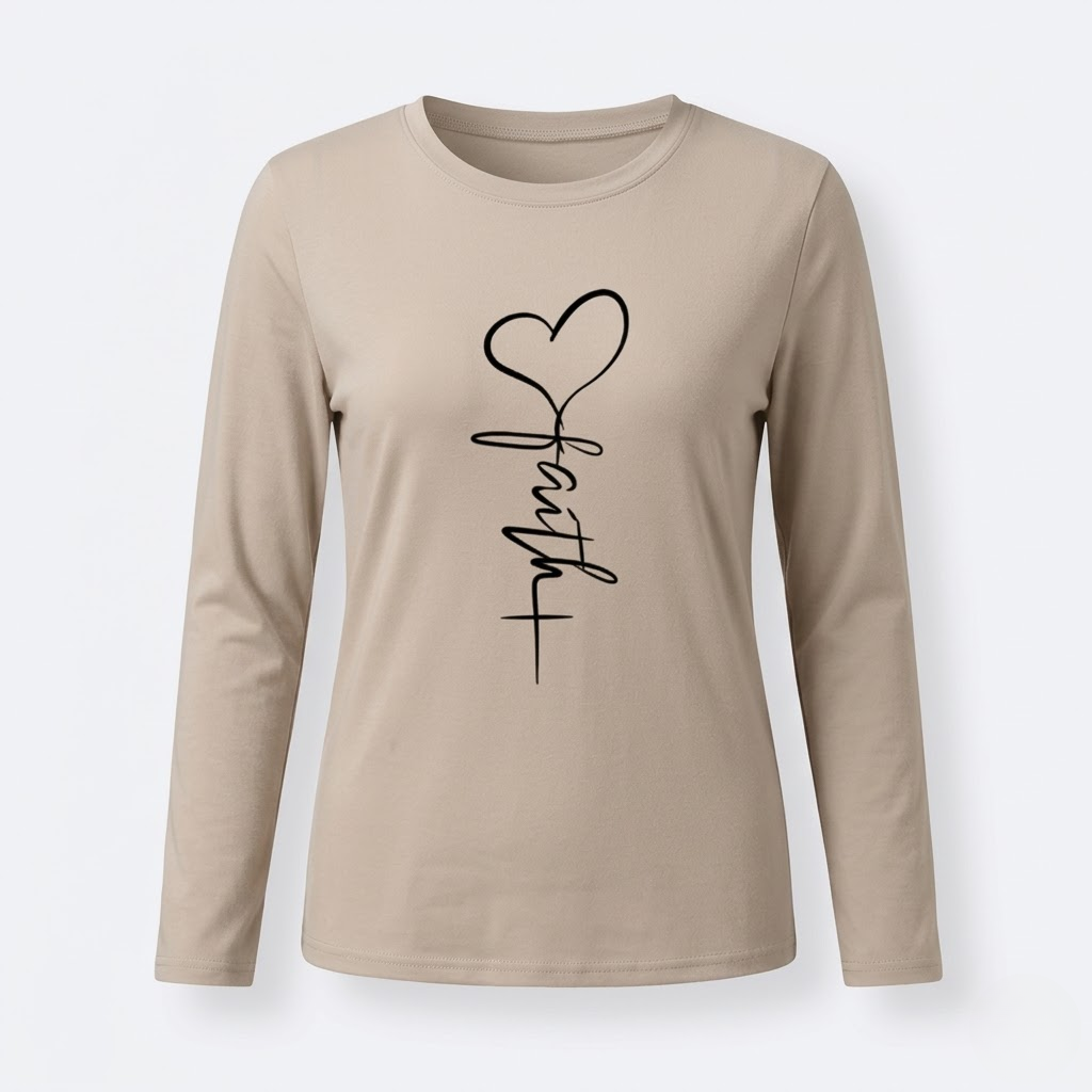 Women's Faith & Love Casual Long Sleeve Crew Neck Shirt
