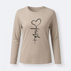 Women's Faith & Love Casual Long Sleeve Crew Neck Shirt