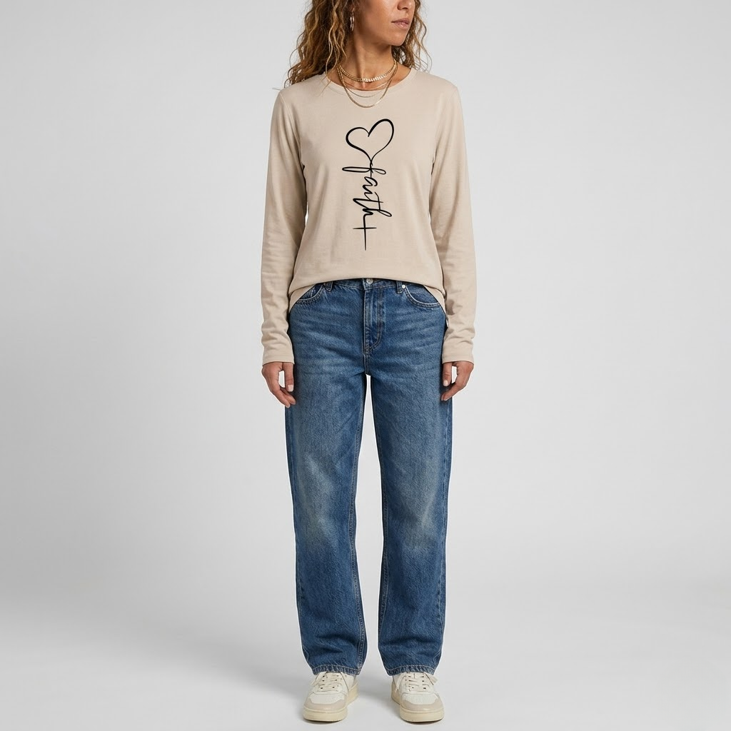 Women's Faith & Love Casual Long Sleeve Crew Neck Shirt