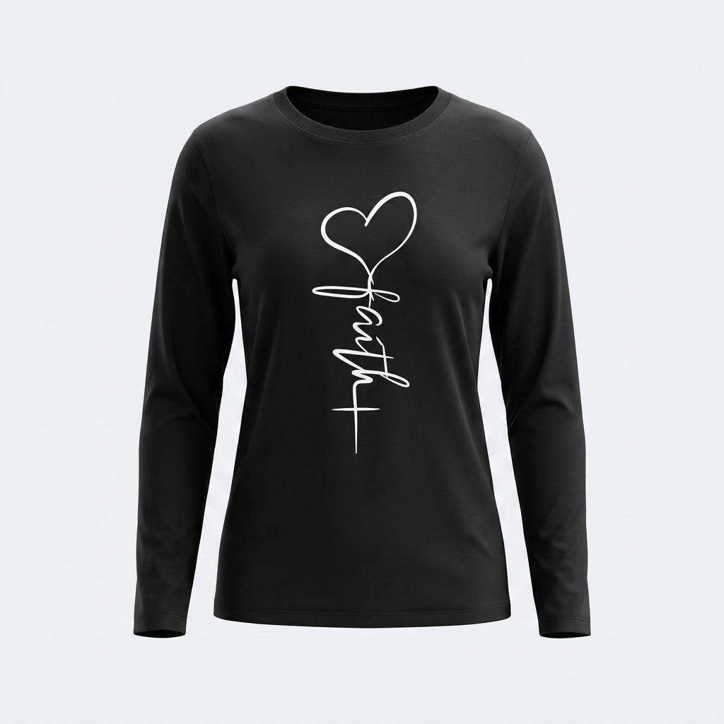 Women's Faith & Love Casual Long Sleeve Crew Neck Shirt