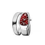 Women's Snake Wrap Watch - Coil Bracelet, Quartz-Tithesource-Silver/Red-